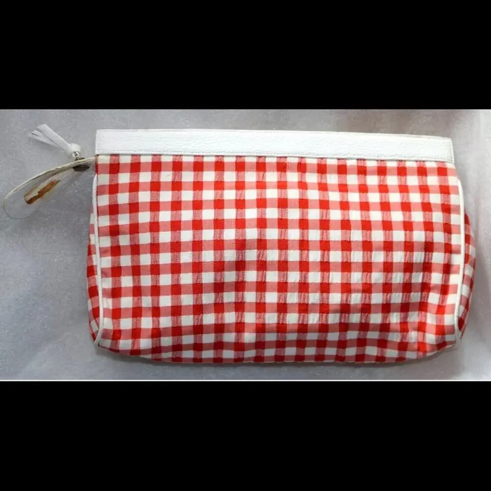 Rodo Red & White Seersucker GINGHAM Clutch Purse‎